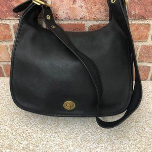 Coach Crossbody black leather Legacy Crescent Flap Hobo Bag . style 9718